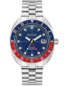 Automatisk herreur fra Bulova med GMT funktion og dykkerbezel i stål - Oceanographer GMT | 96B405