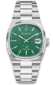 Retro inspireret herreur fra Bulova med grøn urskive og højpræcisions quartzværk - Super Seville Collection | 96B439