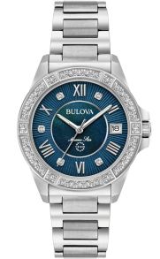 Bulova Marine Star dameur med blå perlemor skive og ægte diamanter | 96R215