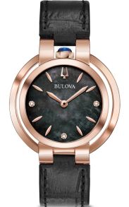 Bulova Rubaiyat dameur med sort perlemor skive, diamanter og rosegylden urkasse | 97P139