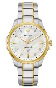 Elegant dameur fra Bulova med perlemorskive og diamanter i to-farvet stål - Marine Star Collection | 98P227