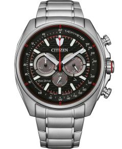 Citizen Eco-Drive kronograf i stål | Racing design med tachymeter | CA4561-89E