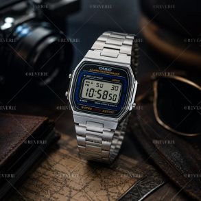 Casio digitalur i rustfrit krom med vintage æstetik 35mm