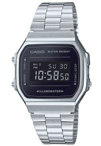 Klassisk Casio digitalur med LED-lys og stålrem | A168WEM-1EF