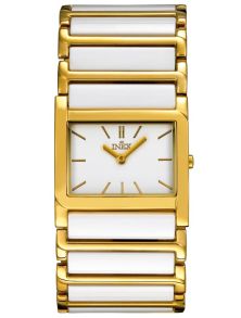 Dameur i guldfarvet med hvid keramik - Inex Ceramic Lady A64148D0I