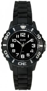 Sort børneur med blød rem - Club 50M Black A65163SS5A