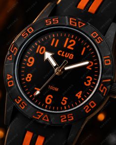 Sort orange 100M vandtæt børneur 30mm