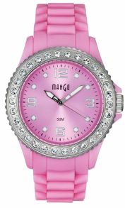 Lyserødt armbåndsur med sten til kvinder - Mango Tutti Frutti A68336-1P14KV