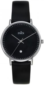 Dansk designet armbåndsur med sort læderrem - Inex Saphilite Black Leather A69468S5P