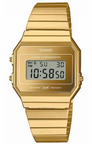 Guld-tonet vintage Casio digitalur med slankt design | A700WEVG-9AEF