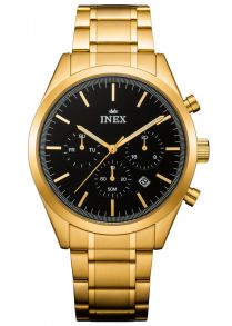 Inex Mens Golden Black Dual Time 44mm