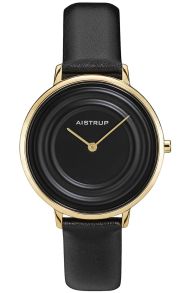 Elegant dameur med sort vandringe effekt og gylden finish fra Aistrup Raindrop kollektionen i 35mm | AIW7710