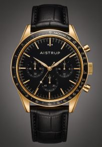 Aistrup AIW8701 Classic Sapphire Chronograph herreur med sort urskive og gulddetaljer | AIW8701
