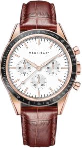 Aistrup AIW8702 Classic Sapphire Chronograph herreur med hvid urskive og brun læderrem | AIW8702