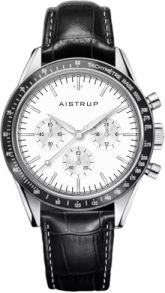 Aistrup AIW8703 Classic Sapphire Chronograph herreur med hvid urskive og sort læderrem | AIW8703