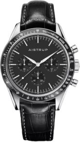 Aistrup AIW8704 Classic Sapphire Chronograph herreur med sort urskive og læderrem | AIW8704