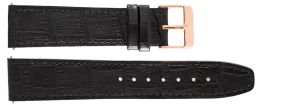 Sort læderrem med rødguld spænde - 20mm Leather Strap Black Croco Rosegoldfarvet IHS1004