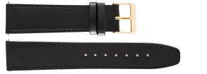 Sort læderrem med guldspænde - 20mm Leather Strap Black Guldfarvet IHS1007