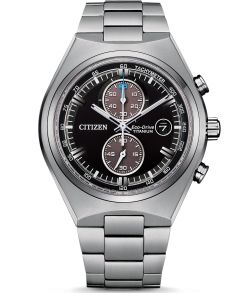 Citizen Eco-Drive kronograf ur i super titanium med sort urskive og 210 dages gangreserve | CA7090-87E