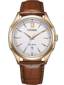 Citizen Eco-Drive herreur i rosé farvet stål | Klassisk design med krokodillerem | AW1753-10A