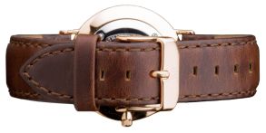 Mørke brun læderrem med rødguld spænde - Wristband Daniel Wellington Bristol Woman 0711DW