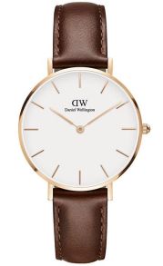 Dameur med patina-læderrem - Daniel Wellington Classic Petite St Mawes DW00100175
