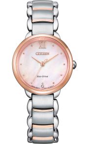 Citizen Eco-Drive dameur i stål og rosé | Perlemor urskive med diamant | EM0924-85Y