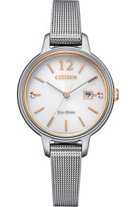 Citizen Eco-Drive dameur med mesh lænke og rosegold detaljer | EW2449-83A