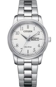 Citizen Eco-Drive dameur med klassisk hvid urskive | EW3260-84A