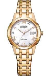Citizen Eco-Drive dame ur med krystaller og rosegold stållænke | FE1243-83A