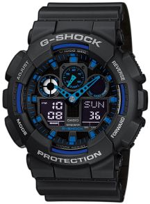 G-Shock med blå detaljer og robust analog-digital funktion | GA-100-1A2ER