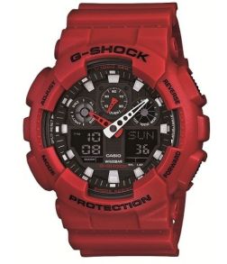 G-Shock sportsur med rødt design og robust funktion | GA-100B-4AER