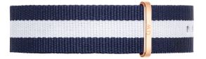 Blå og hvid natorem med rødguld spænde - Wristband Daniel Wellington Glasgow Rose Man 20mm 0304DW