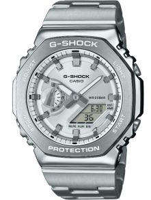 Sølv Metal G-SHOCK med slankt profil og digital-analog visning | GM-2110D-7AER
