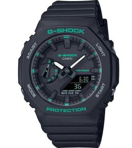 Sort Carbon G-SHOCK med grøn accent og kompakt design | GMA-S2100GA-1AER
