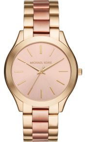 Michael Kors dameur i gyldent stål med blide rosa farvetoner - Michael Kors Runway Slim MK3493