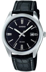 Klassisk dressur fra Casio med sort læderrem | MTP-1302PL-1AVEF