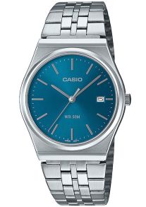 Retro Casio med blå urskive og slankt design i stål | MTP-B145D-2A2VEF