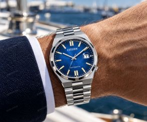Citizen automatisk herreur i stål med blå urskive og safirglas 40mm