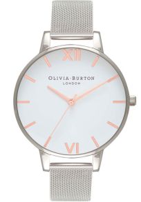 Klassisk dameur i sølvfarvet - Olivia Burton White Dial Mesh Rosegoldfarvet & Sølvfarvet OB16BD97