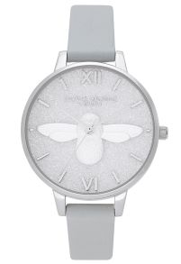 Olivia Burton Glitter Dial 3D Bee Eco Light Grey & Sølvfarvet OB16GD52