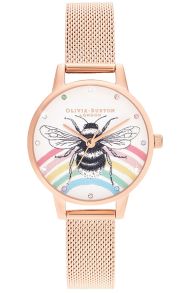 Olivia Burton Rainbow Bee & Rosegoldfarvet Mesh OB16WL90