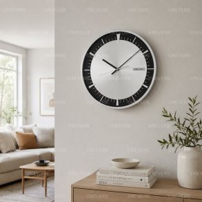 Seiko vægur i aluminium med lydløs glidende sekundviser 40x5cm