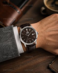 Orient automatisk ur med brun urskive og brun læderrem 41mm