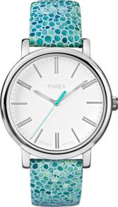 Klassisk dameur med blå læderrem - Timex Originals T2P324