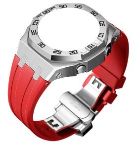 Unofficial Gen 4 Mod for CasiOak GA-2100 - Steel Case | Steel Bezel With Numbers | Red Silicone Strap