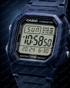 Casio blåt firkantet digitalur med lang batterilevetid 36mm