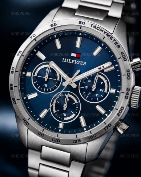 Tommy Hilfiger herreur i stål med blå urskive 42mm