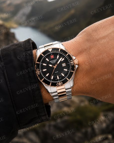 Swiss Alpine Military tofarvet ur med safirglas 44mm