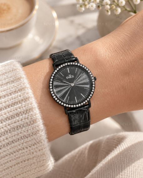 Inex Ladies Shiny Black Leather